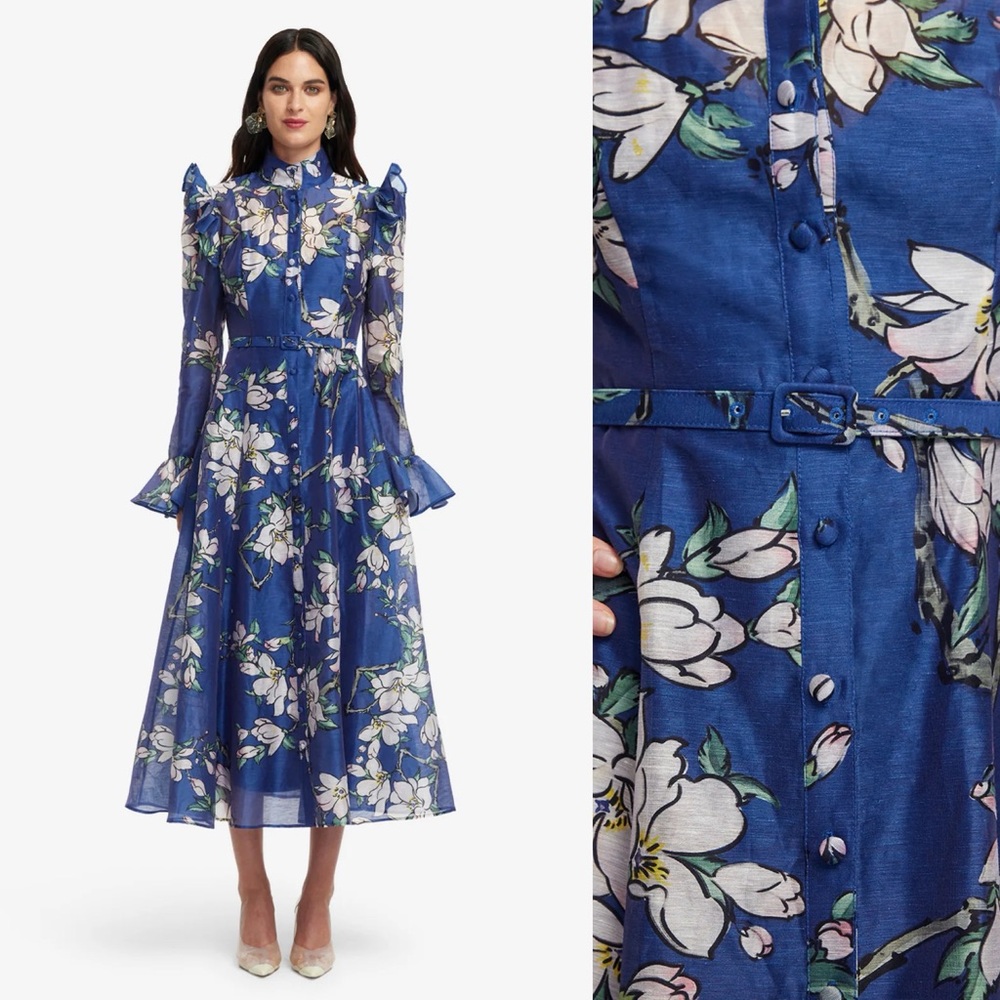 Brand New- Leo Lin Katrina Butterfly Sleeve Midi Dress 💙✨ - Picture 9 of 14